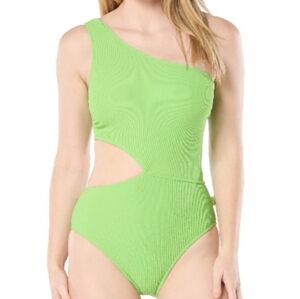 Mickael Kors Green Asymmetrical One-Piece Swimsuit